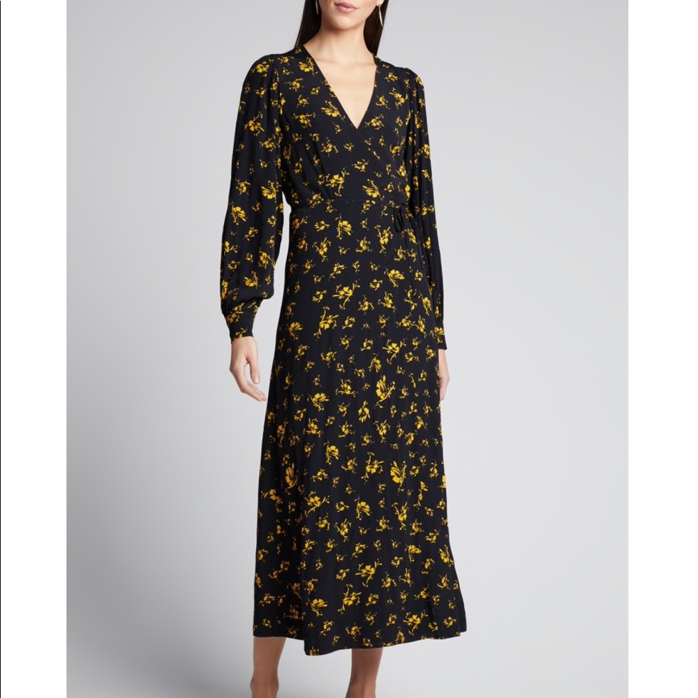 GANNI Floral-Print Crepe Wrap Dress